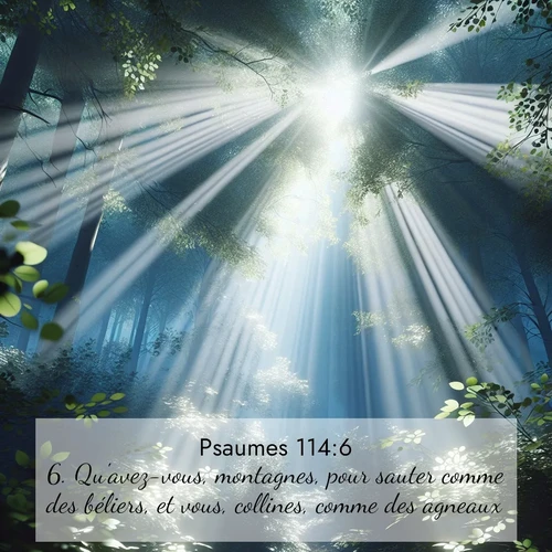 Segond21 Psaumes  ; image nature: image avec le verset biblique :Qu&#039;avez-vous, montagnes, pour sauter comme des béliers, et vous, collines, comme des agneaux? ;  ; 114:6