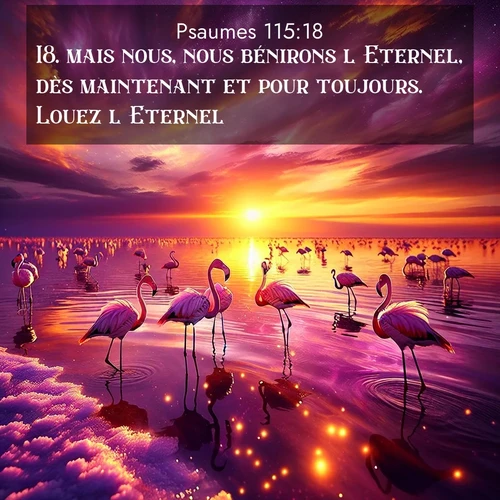 Segond21 Psaumes  ; image nature: image avec le verset biblique :mais nous, nous bénirons l&#039;Eternel, dès maintenant et pour toujours. Louez l&#039;Eternel! ;  ; 115:18