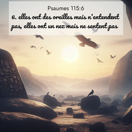 Segond21 Psaumes  ; image nature: image avec le verset biblique :elles ont des oreilles mais n&#039;entendent pas, elles ont un nez mais ne sentent pas, ;  ; 115:6