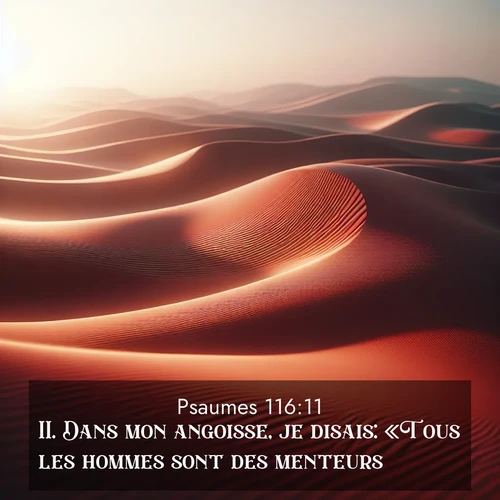 Segond21 Psaumes  ; image nature: image avec le verset biblique :Dans mon angoisse, je disais: «Tous les hommes sont des menteurs.» ;  ; 116:11