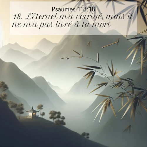 Segond21 Psaumes  ; image nature: image avec le verset biblique :L&#039;Eternel m&#039;a corrigé, mais il ne m&#039;a pas livré à la mort. ;  ; 118:18