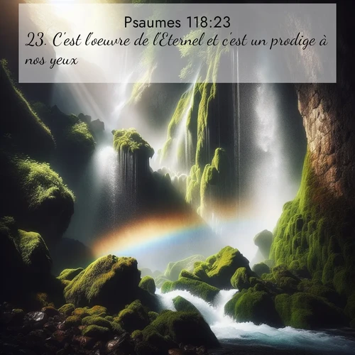 Segond21 Psaumes  ; image nature: image avec le verset biblique :C&#039;est l&#039;oeuvre de l&#039;Eternel et c&#039;est un prodige à nos yeux. ;  ; 118:23