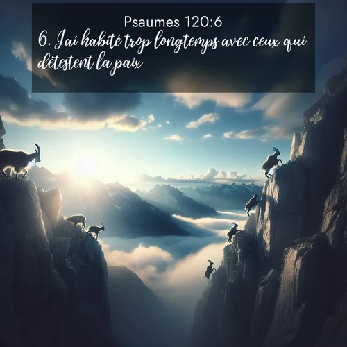 Segond21 Psaumes  ; image nature: image avec le verset biblique :J&#039;ai habité trop longtemps avec ceux qui détestent la paix. ;  ; 120:6