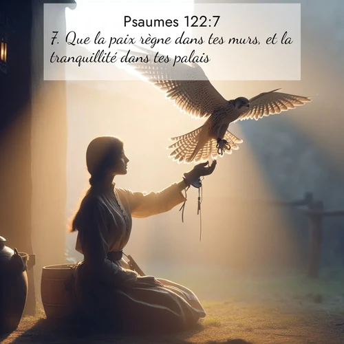 Segond21 Psaumes  ; image nature: image avec le verset biblique :Que la paix règne dans tes murs, et la tranquillité dans tes palais! ;  ; 122:7