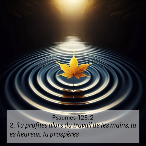 Segond21 Psaumes  ; image nature: image avec le verset biblique :Tu profites alors du travail de tes mains, tu es heureux, tu prospères. ;  ; 128:2