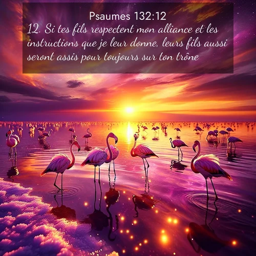 Segond21 Psaumes  ; image nature: image avec le verset biblique :Si tes fils respectent mon alliance et les instructions que je leur donne, leurs fils aussi seront assis pour toujours sur ton trône.» ;  ; 132:12