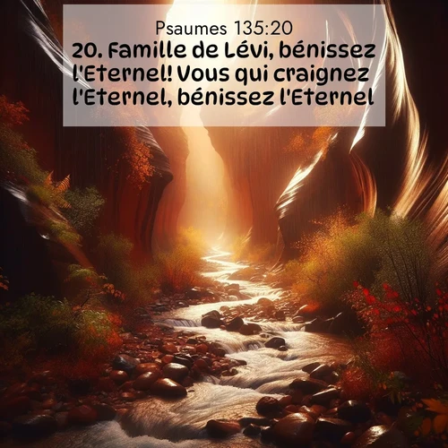 Segond21 Psaumes  ; image nature: image avec le verset biblique :Famille de Lévi, bénissez l&#039;Eternel! Vous qui craignez l&#039;Eternel, bénissez l&#039;Eternel! ;  ; 135:20