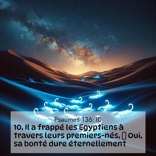 Segond21 Psaumes  ; image nature: image avec le verset biblique :Il a frappé les Egyptiens à travers leurs premiers-nés,  Oui, sa bonté dure éternellement.  ;  ; 136:10