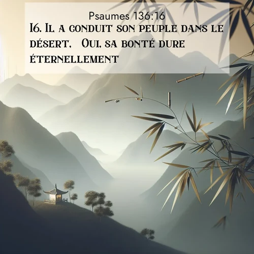 Segond21 Psaumes  ; image nature: image avec le verset biblique :Il a conduit son peuple dans le désert,  Oui, sa bonté dure éternellement.  ;  ; 136:16