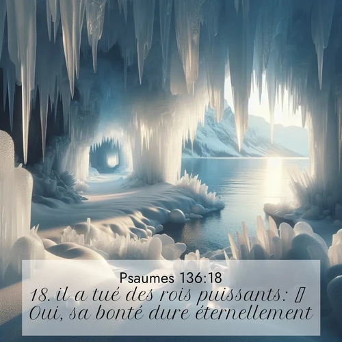 Segond21 Psaumes  ; image nature: image avec le verset biblique :il a tué des rois puissants:  Oui, sa bonté dure éternellement.  ;  ; 136:18