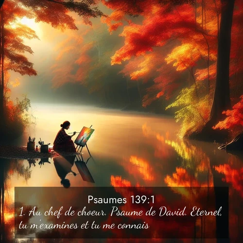 Segond21 Psaumes  ; image nature: image avec le verset biblique :Au chef de choeur. Psaume de David. Eternel, tu m&#039;examines et tu me connais, ;  ; 139:1