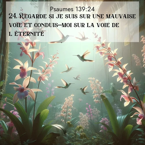 Segond21 Psaumes  ; image nature: image avec le verset biblique :Regarde si je suis sur une mauvaise voie et conduis-moi sur la voie de l&#039;éternité! ;  ; 139:24