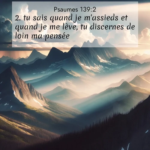 Segond21 Psaumes  ; image nature: image avec le verset biblique :tu sais quand je m&#039;assieds et quand je me lève, tu discernes de loin ma pensée. ;  ; 139:2