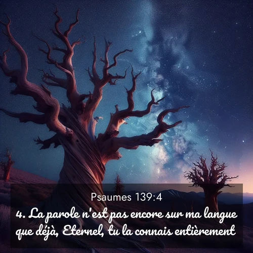 Segond21 Psaumes  ; image nature: image avec le verset biblique :La parole n&#039;est pas encore sur ma langue que déjà, Eternel, tu la connais entièrement. ;  ; 139:4