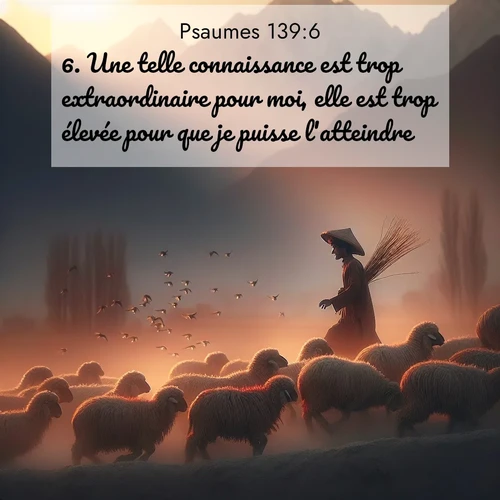Segond21 Psaumes  ; image nature: image avec le verset biblique :Une telle connaissance est trop extraordinaire pour moi, elle est trop élevée pour que je puisse l&#039;atteindre. ;  ; 139:6