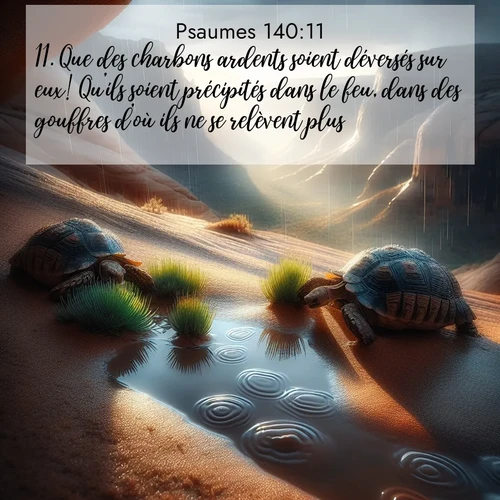 Segond21 Psaumes  ; image nature: image avec le verset biblique :Que des charbons ardents soient déversés sur eux! Qu&#039;ils soient précipités dans le feu, dans des gouffres d&#039;où ils ne se relèvent plus! ;  ; 140:11