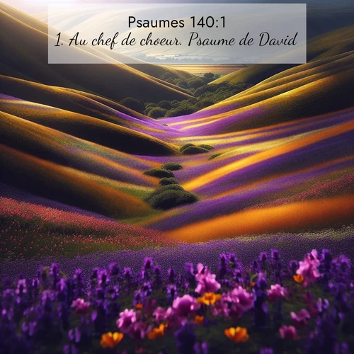 Segond21 Psaumes  ; image nature: image avec le verset biblique :Au chef de choeur. Psaume de David. ;  ; 140:1