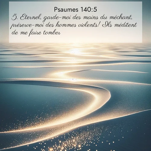 Segond21 Psaumes  ; image nature: image avec le verset biblique :Eternel, garde-moi des mains du méchant, préserve-moi des hommes violents! Ils méditent de me faire tomber. ;  ; 140:5