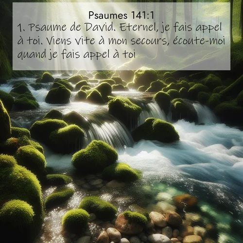 Segond21 Psaumes  ; image nature: image avec le verset biblique :Psaume de David. Eternel, je fais appel à toi. Viens vite à mon secours, écoute-moi quand je fais appel à toi! ;  ; 141:1