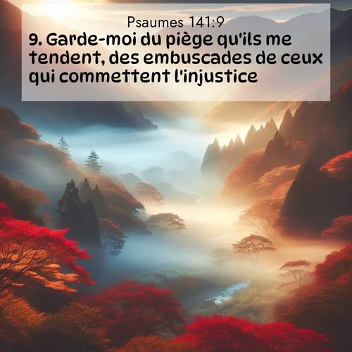 Segond21 Psaumes  ; image nature: image avec le verset biblique :Garde-moi du piège qu&#039;ils me tendent, des embuscades de ceux qui commettent l&#039;injustice! ;  ; 141:9