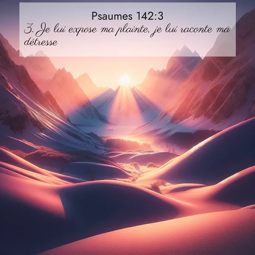 Segond21 Psaumes  ; image nature: image avec le verset biblique :Je lui expose ma plainte, je lui raconte ma détresse. ;  ; 142:3