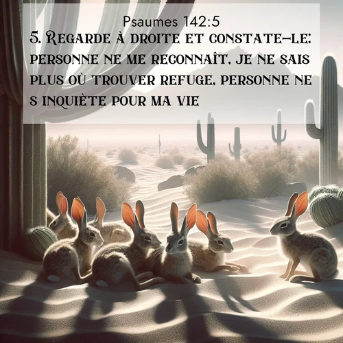 Segond21 Psaumes  ; image nature: image avec le verset biblique :Regarde à droite et constate-le: personne ne me reconnaît, je ne sais plus où trouver refuge, personne ne s&#039;inquiète pour ma vie. ;  ; 142:5