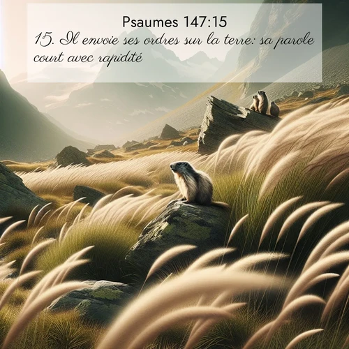 Segond21 Psaumes  ; image nature: image avec le verset biblique :Il envoie ses ordres sur la terre: sa parole court avec rapidité. ;  ; 147:15