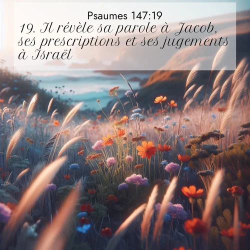 Segond21 Psaumes  ; image nature: image avec le verset biblique :Il révèle sa parole à Jacob, ses prescriptions et ses jugements à Israël. ;  ; 147:19