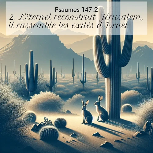 Segond21 Psaumes  ; image nature: image avec le verset biblique :L&#039;Eternel reconstruit Jérusalem, il rassemble les exilés d&#039;Israël; ;  ; 147:2
