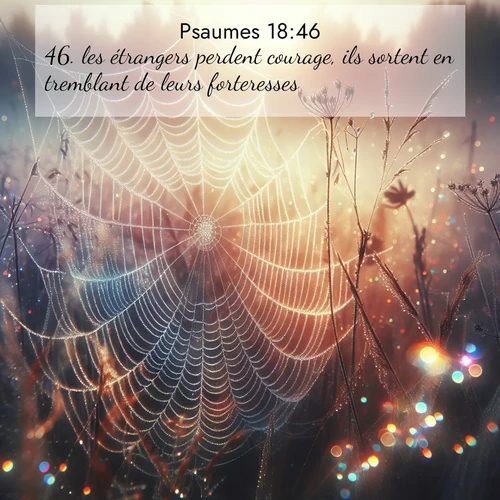 Segond21 Psaumes  ; image nature: image avec le verset biblique :les étrangers perdent courage, ils sortent en tremblant de leurs forteresses. ;  ; 18:46