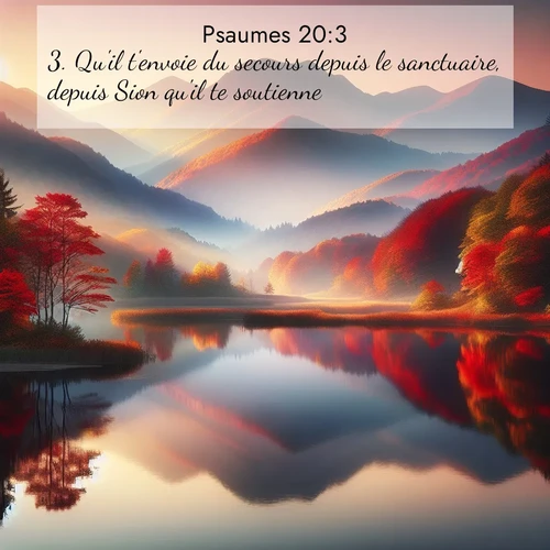 Segond21 Psaumes  ; image nature: image avec le verset biblique :Qu&#039;il t&#039;envoie du secours depuis le sanctuaire, depuis Sion qu&#039;il te soutienne! ;  ; 20:3
