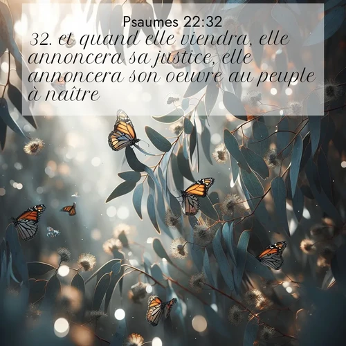 Segond21 Psaumes  ; image nature: image avec le verset biblique :et quand elle viendra, elle annoncera sa justice, elle annoncera son oeuvre au peuple à naître. ;  ; 22:32