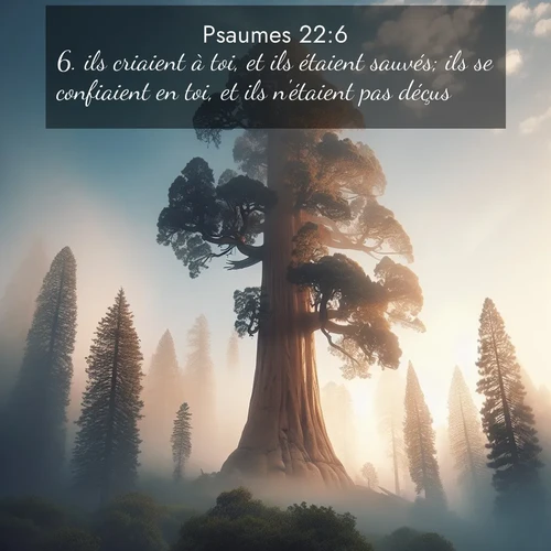 Segond21 Psaumes  ; image nature: image avec le verset biblique :ils criaient à toi, et ils étaient sauvés; ils se confiaient en toi, et ils n&#039;étaient pas déçus. ;  ; 22:6