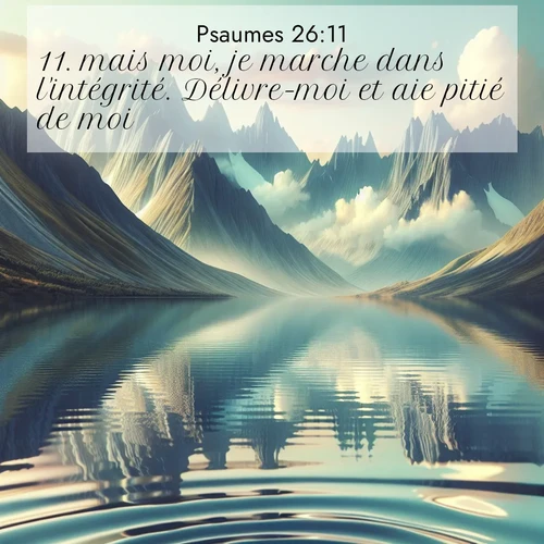 Segond21 Psaumes  ; image nature: image avec le verset biblique :mais moi, je marche dans l&#039;intégrité. Délivre-moi et aie pitié de moi! ;  ; 26:11