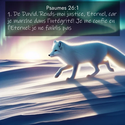 Segond21 Psaumes  ; image nature: image avec le verset biblique :De David. Rends-moi justice, Eternel, car je marche dans l&#039;intégrité! Je me confie en l&#039;Eternel: je ne faiblis pas. ;  ; 26:1