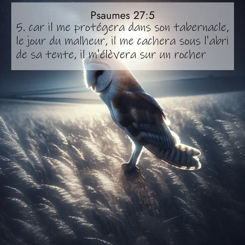 Segond21 Psaumes  ; image nature: image avec le verset biblique :car il me protégera dans son tabernacle, le jour du malheur, il me cachera sous l&#039;abri de sa tente, il m&#039;élèvera sur un rocher. ;  ; 27:5