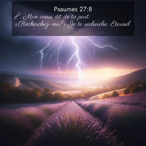 Segond21 Psaumes  ; image nature: image avec le verset biblique :Mon coeur dit de ta part: «Recherchez-moi!» Je te recherche, Eternel! ;  ; 27:8
