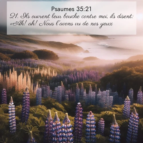Segond21 Psaumes  ; image nature: image avec le verset biblique :Ils ouvrent leur bouche contre moi, ils disent: «Ah! ah! Nous l&#039;avons vu de nos yeux!» ;  ; 35:21