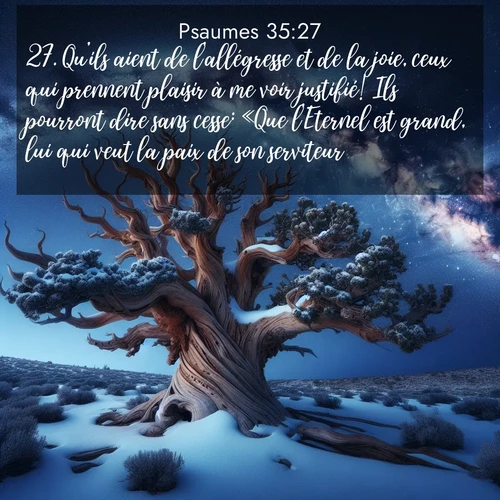 Segond21 Psaumes  ; image nature: image avec le verset biblique :Qu&#039;ils aient de l&#039;allégresse et de la joie, ceux qui prennent plaisir à me voir justifié! Ils pourront dire sans cesse: «Que l&#039;Eternel est grand, lui qui veut la paix de son serviteur!» ;  ; 35:27