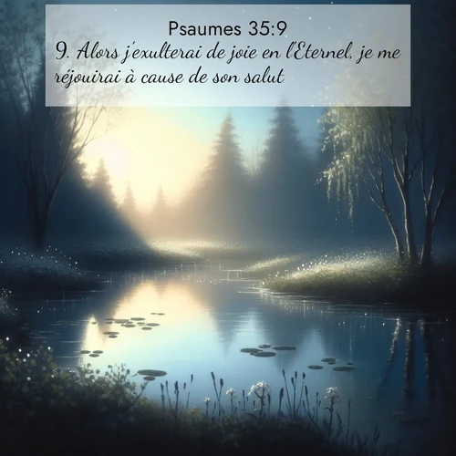 Segond21 Psaumes  ; image nature: image avec le verset biblique :Alors j&#039;exulterai de joie en l&#039;Eternel, je me réjouirai à cause de son salut. ;  ; 35:9