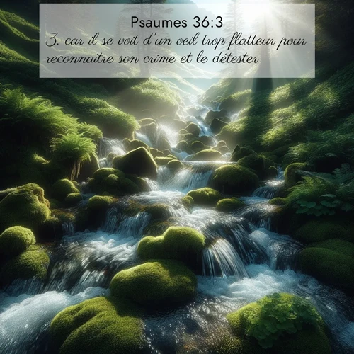 Segond21 Psaumes  ; image nature: image avec le verset biblique :car il se voit d&#039;un oeil trop flatteur pour reconnaître son crime et le détester. ;  ; 36:3