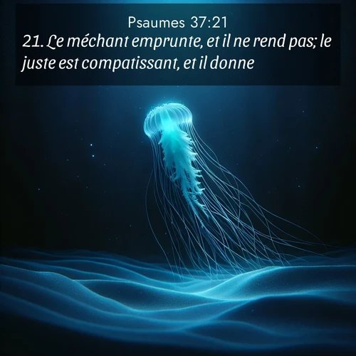 Segond21 Psaumes  ; image nature: image avec le verset biblique :Le méchant emprunte, et il ne rend pas; le juste est compatissant, et il donne, ;  ; 37:21