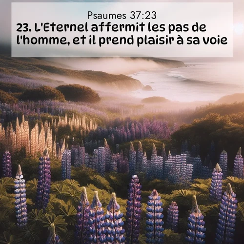Segond21 Psaumes  ; image nature: image avec le verset biblique :L&#039;Eternel affermit les pas de l&#039;homme, et il prend plaisir à sa voie; ;  ; 37:23