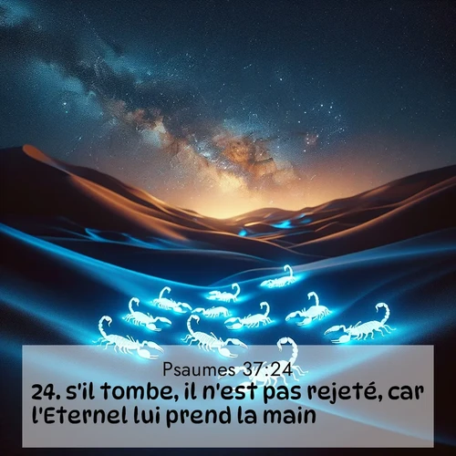 Segond21 Psaumes  ; image nature: image avec le verset biblique :s&#039;il tombe, il n&#039;est pas rejeté, car l&#039;Eternel lui prend la main. ;  ; 37:24