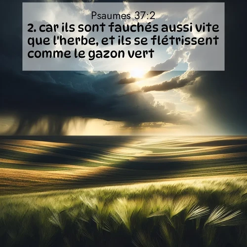 Segond21 Psaumes  ; image nature: image avec le verset biblique :car ils sont fauchés aussi vite que l&#039;herbe, et ils se flétrissent comme le gazon vert. ;  ; 37:2
