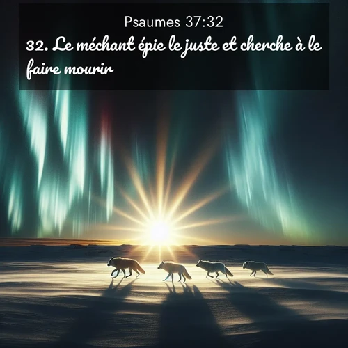 Segond21 Psaumes  ; image nature: image avec le verset biblique :Le méchant épie le juste et cherche à le faire mourir, ;  ; 37:32