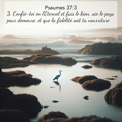 Segond21 Psaumes  ; image nature: image avec le verset biblique :Confie-toi en l&#039;Eternel et fais le bien, aie le pays pour demeure, et que la fidélité soit ta nourriture! ;  ; 37:3