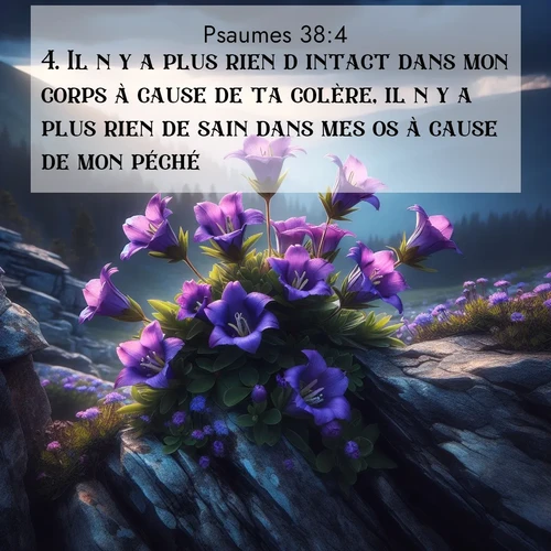 Segond21 Psaumes  ; image nature: image avec le verset biblique :Il n&#039;y a plus rien d&#039;intact dans mon corps à cause de ta colère, il n&#039;y a plus rien de sain dans mes os à cause de mon péché, ;  ; 38:4