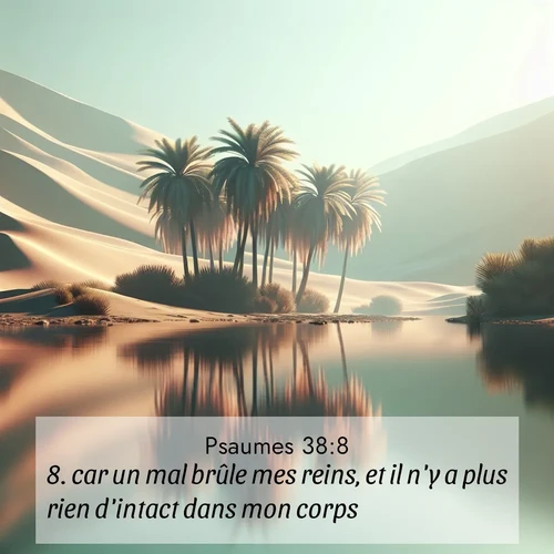 Segond21 Psaumes  ; image nature: image avec le verset biblique :car un mal brûle mes reins, et il n&#039;y a plus rien d&#039;intact dans mon corps. ;  ; 38:8
