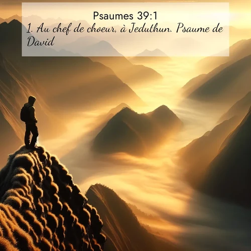 Segond21 Psaumes  ; image nature: image avec le verset biblique :Au chef de choeur, à Jeduthun. Psaume de David. ;  ; 39:1